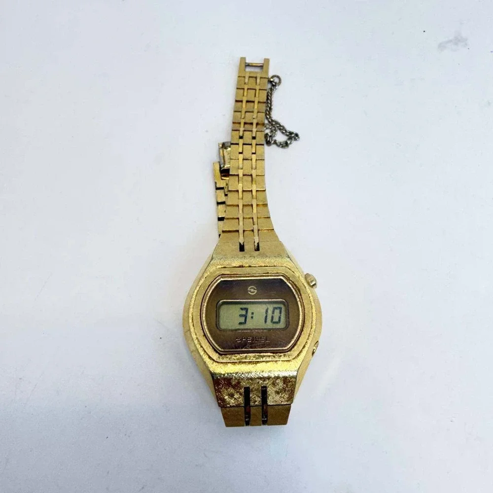 Vintage Speidel Digital Watch Gold Tone 621762 Water Resistant Japan Movt